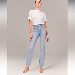 Abercrombie & Fitch Light Blue Ankle Straight Ultra High Rise Jeans